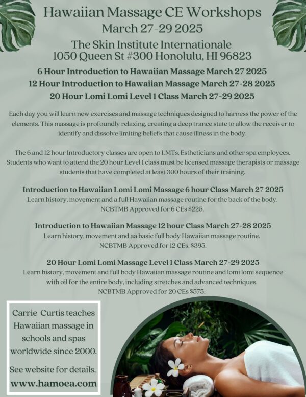 Introduction to Hawaiian Massage March 27-28 2025